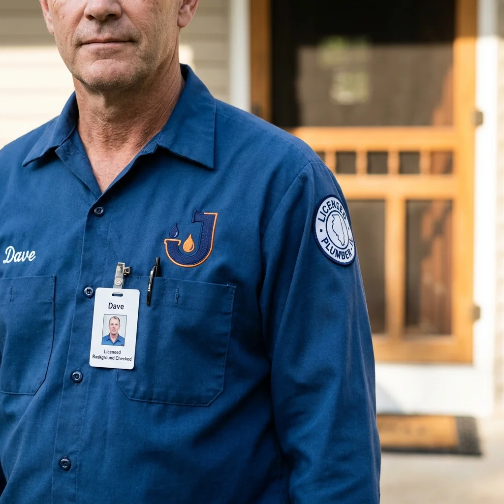 Licensed plumber showing ID badge in Lovell, WY