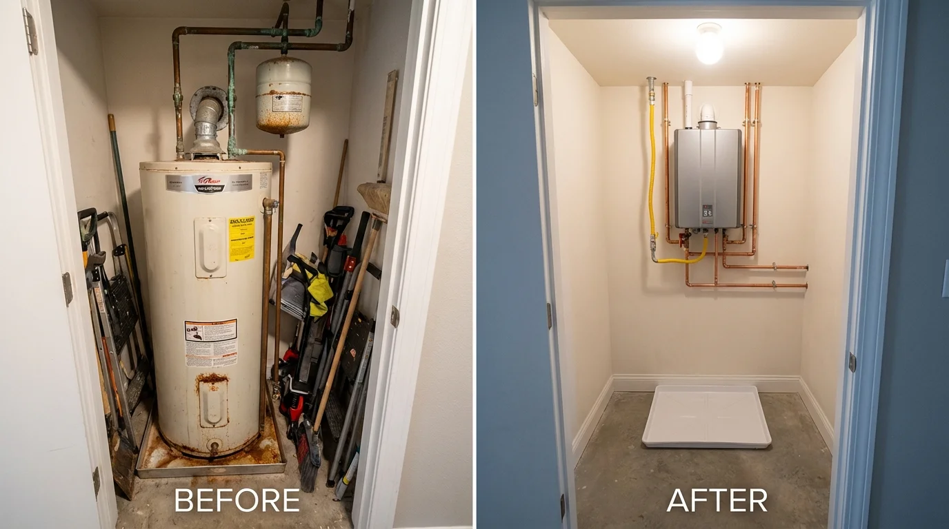 Tank water heater versus wall-mounted tankless unit comparison for Lovell, WY homeowners